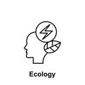 Think, ecology, energy icon. Element of creative thinkin icon witn name. Thin line icon for website design and development, app Royalty Free Stock Photo