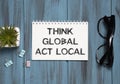 Think globally, act locally reminder - handwriting