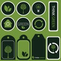 Think green concept stickers - vector