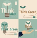 Think green, Eco concept. Light bulb with tree inside. Vector il Royalty Free Stock Photo