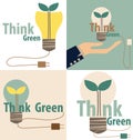 Think green, Eco concept. Light bulb with tree inside. Vector il Royalty Free Stock Photo