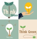 Think green, Eco concept. Light bulb with tree inside. Vector il Royalty Free Stock Photo