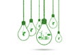 Think green ecological eco concept with bulbs Royalty Free Stock Photo