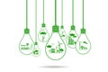 Think green ecological eco concept with bulbs Royalty Free Stock Photo