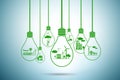 Think green ecological eco concept with bulbs Royalty Free Stock Photo