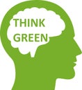 Think green idea in brain symbol Icon