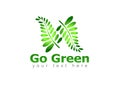 Think Green Logo design illustration, Save Nature, Ecology Concept, such a green logo Royalty Free Stock Photo