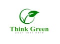 Think Green Logo design illustration, Save Nature, Ecology Concept, such a green logo Royalty Free Stock Photo