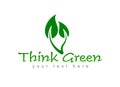 Think Green Logo design illustration, Save Nature, Ecology Concept, such a green logo Royalty Free Stock Photo