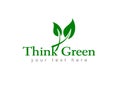 Think Green Logo design illustration, Save Nature, Ecology Concept, such a green logo Royalty Free Stock Photo