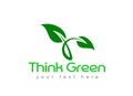 Think Green Logo design illustration, Save Nature, Ecology Concept, such a green logo Royalty Free Stock Photo