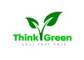 Think Green Logo design illustration, Save Nature, Ecology Concept, such a green logo Royalty Free Stock Photo