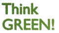 Think green sign on grass ecology concept