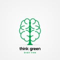 Think green symbol. Brain with tree. Vector