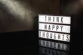 Think happy thoughts motivational message Royalty Free Stock Photo