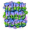 Think Happy Thougts in Graffiti Art Royalty Free Stock Photo