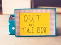 Think out of box concept yellow card Royalty Free Stock Photo