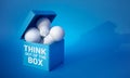 Think out of the box concepts with lightbulb. in box Royalty Free Stock Photo