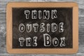 Think outside the box - chalkboard with outlined text