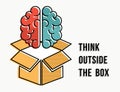 Think outside the box concept with brain design Royalty Free Stock Photo