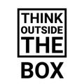 Think outside box concept vector business positive out quote motivation title. Creative think outside box design Royalty Free Stock Photo