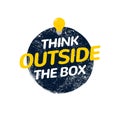 Think outside box concept vector business positive out quote motivation title. Creative think outside box design