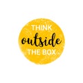 Think outside box concept vector business positive out quote motivation title. Creative think outside box design Royalty Free Stock Photo
