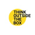 Think outside box concept vector business positive out quote motivation title. Creative think outside box design Royalty Free Stock Photo