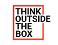 Think outside box concept vector business positive out quote motivation title. Creative think outside box design