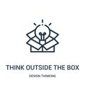 think outside the box icon vector from design thinking collection. Thin line think outside the box outline icon vector Royalty Free Stock Photo