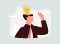 Think outside the box, light bulb in a head, Idea, brainstorming, dreaming creativity. New idea, brainstorming, solution Royalty Free Stock Photo