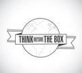 think outside the box line globe ribbon message