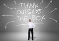 Think Outside The Box, Motivational Words Quotes Concept Royalty Free Stock Photo