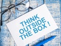 Think Outside The Box, Motivational Words Quotes Concept Royalty Free Stock Photo