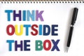 Think outside the box quotes business concept Royalty Free Stock Photo