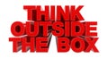 THINK OUTSIDE THE BOX red word on white background illustration 3D rendering Royalty Free Stock Photo