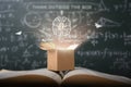 Think outside the box on school green blackboard . startup  education concept. creative idea. leadership Royalty Free Stock Photo