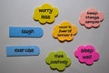 Think Positively concept write on sticky note with keyword isolated on Office Desk