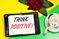 Think positively. Text label in the to-do planning Notepad. Royalty Free Stock Photo