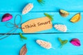 Think smart text on paper tag