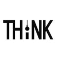 Think word black with lightbulb logo icon on white background