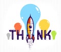 Think word with pencil instead of letter I, ideas and brainstorm concept, vector conceptual creative logo or poster made with