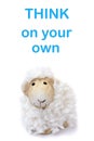 Think on your own Text message Sheep on white background Royalty Free Stock Photo