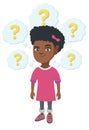 Thinking african-american girl with question marks