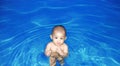 Thinking Baby in Pool Royalty Free Stock Photo