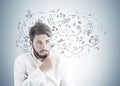 Thinking bearded young businessman make decision Royalty Free Stock Photo