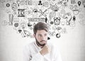 Thinking bearded young businessman, strategy Royalty Free Stock Photo