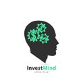 Thinking brain with wheels. investment concept. Vector