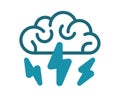 Thinking brainstorm reasoning single isolated icon with solid line style