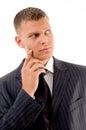 Thinking businessman looking sideways Royalty Free Stock Photo